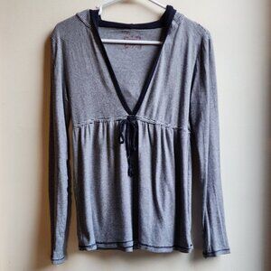 Old Navy White/Navy Striped Hooded V-Neck Tunic Size XS